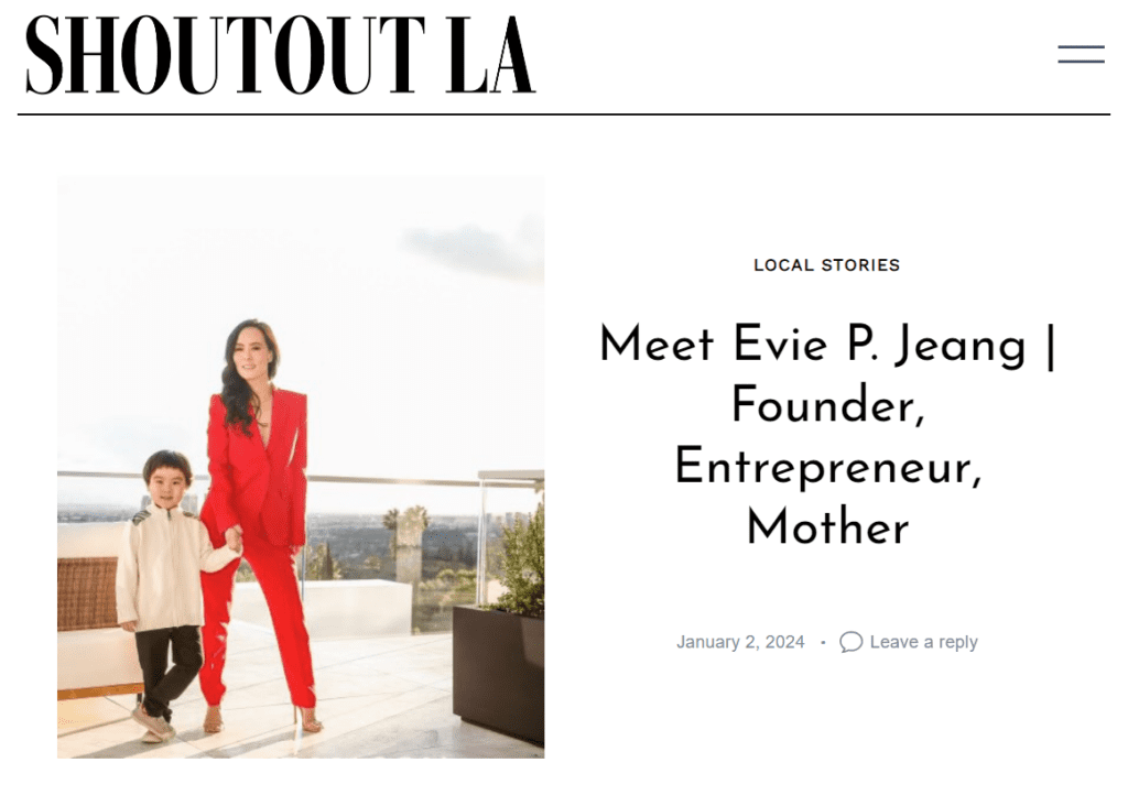 Founder Evie Jeang Featured in SHOUTOUTLA